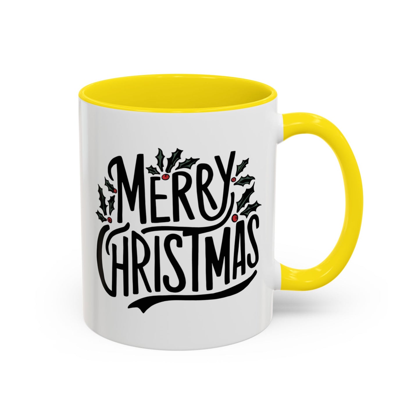 Christmas Mug - Merry Christmas Black Text Mistletoe