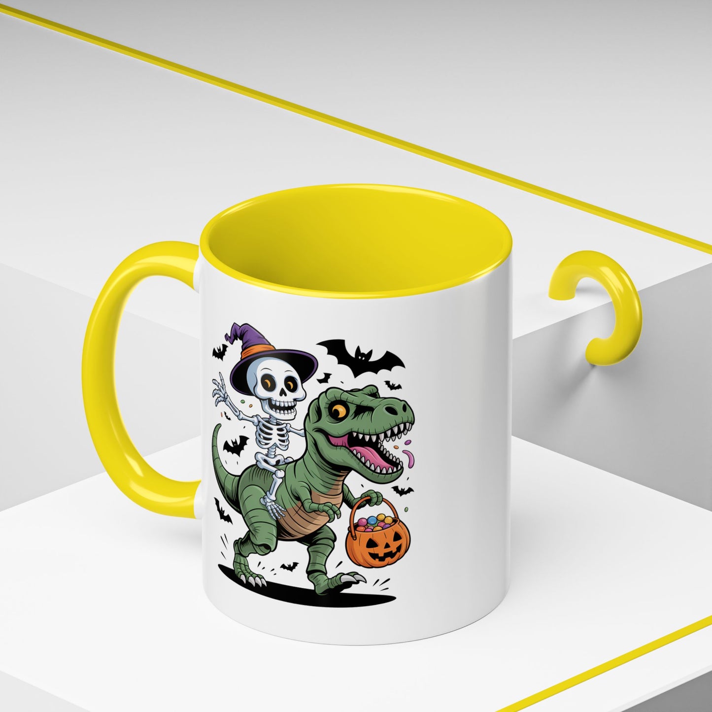 Halloween Mug - Skeleton Riding Dinosaur
