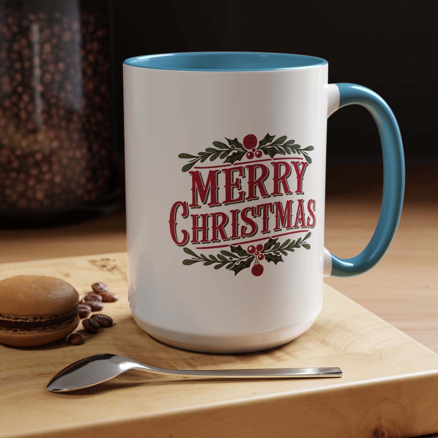Christmas Mug - Merry Christmas Maroon Text Ornament Decorations