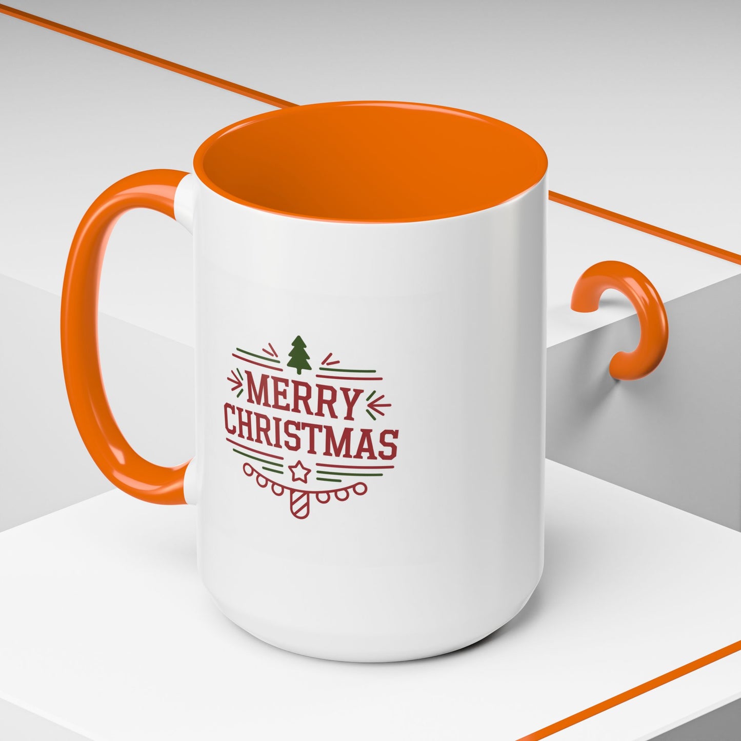 Christmas Mug - Merry Christmas Maroon Text Tree Star