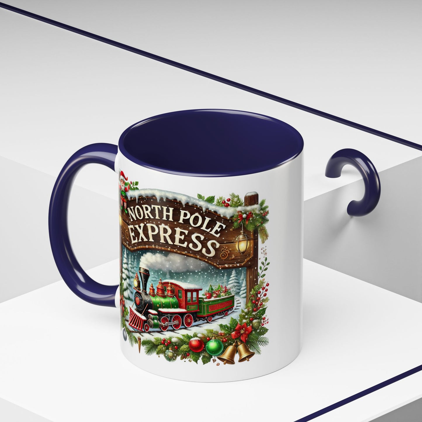 Christmas Mug - North Pole Express Steam Locomotive Ornaments