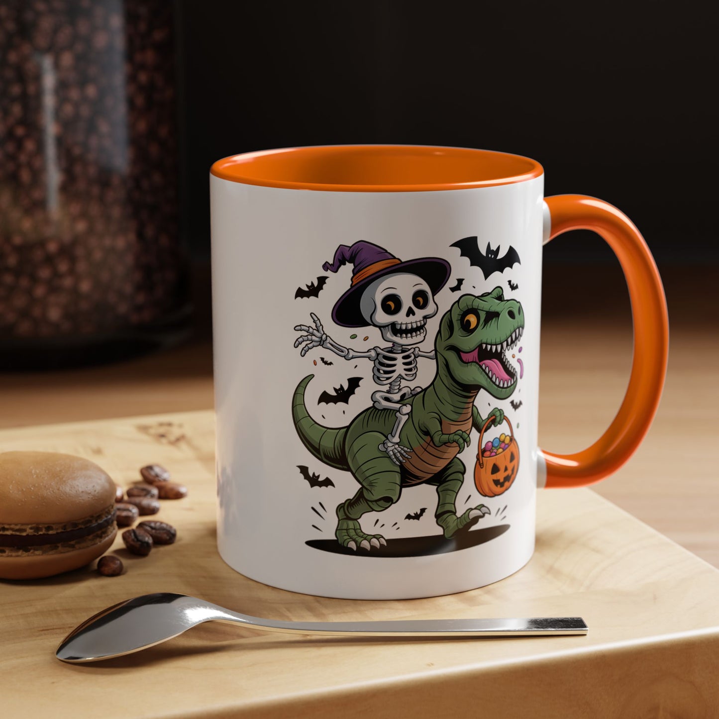 Halloween Mug - Skeleton Riding Dinosaur