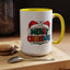 Christmas Mug - Merry Christmas Green Red Yellow and Blue Text Red Hats