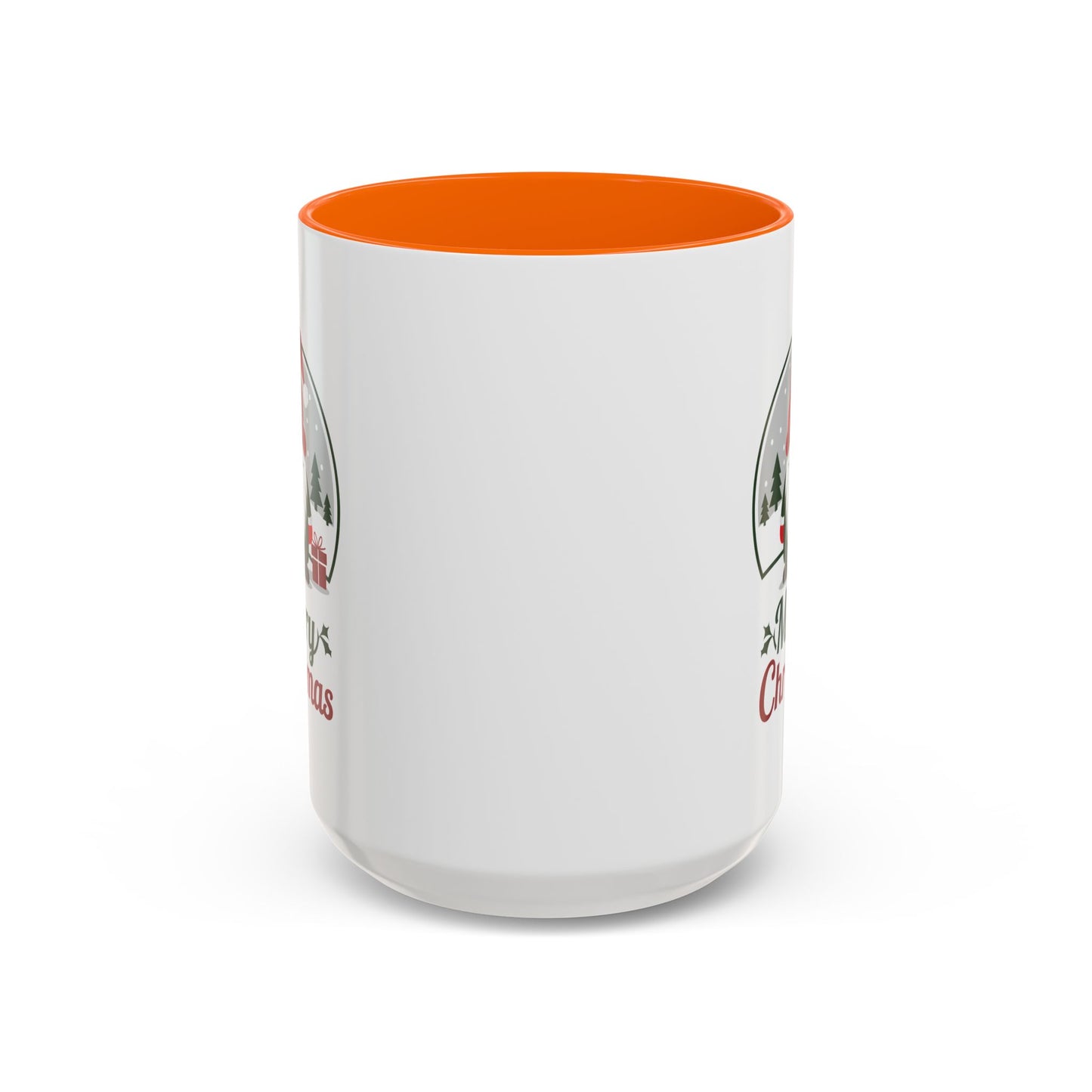 Christmas Mug - Merry Christmas Green & Red Text Gnome Present Trees
