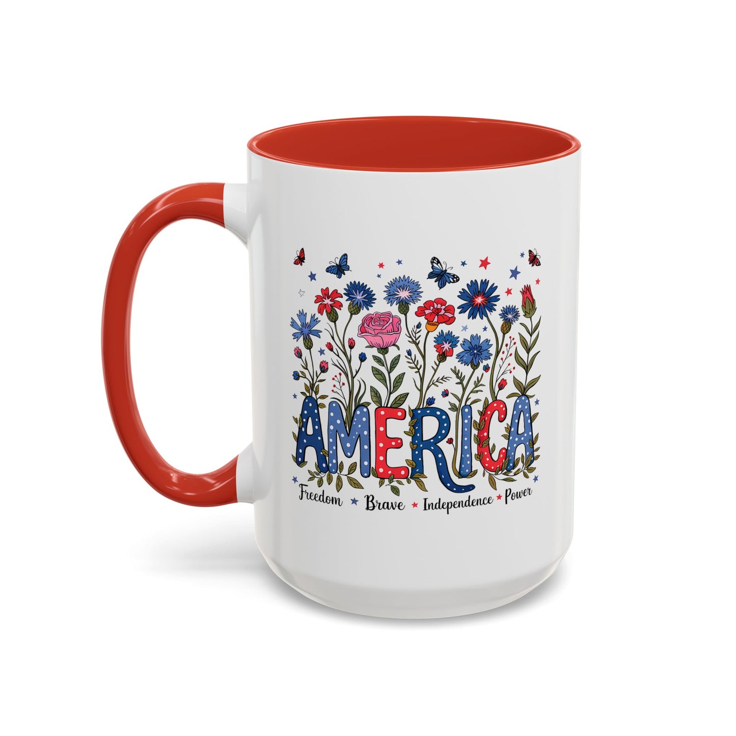 4th of July Mug - Floral America Patriotic