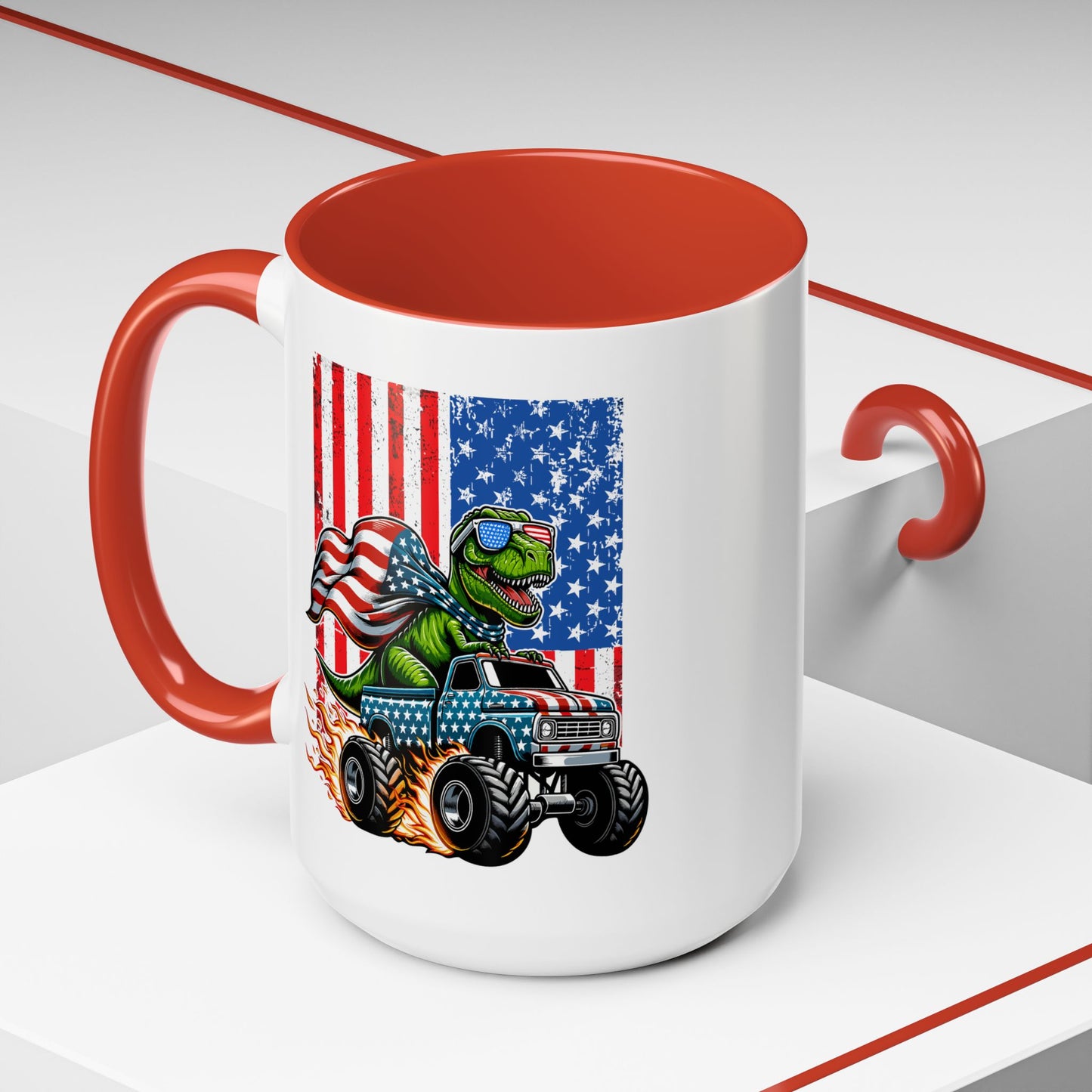 4th of July Mug - T Rex Riding Monster Truck