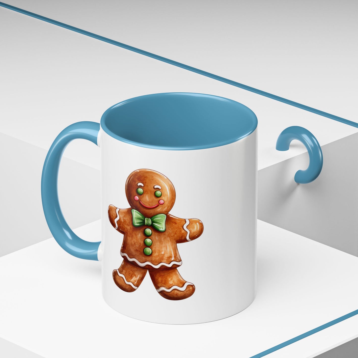 Christmas Mug - Gingerbread Man Green Bow