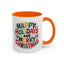 Christmas Mug - Happy Holidays and Merry Christmas Blue Green Yellow Red Text