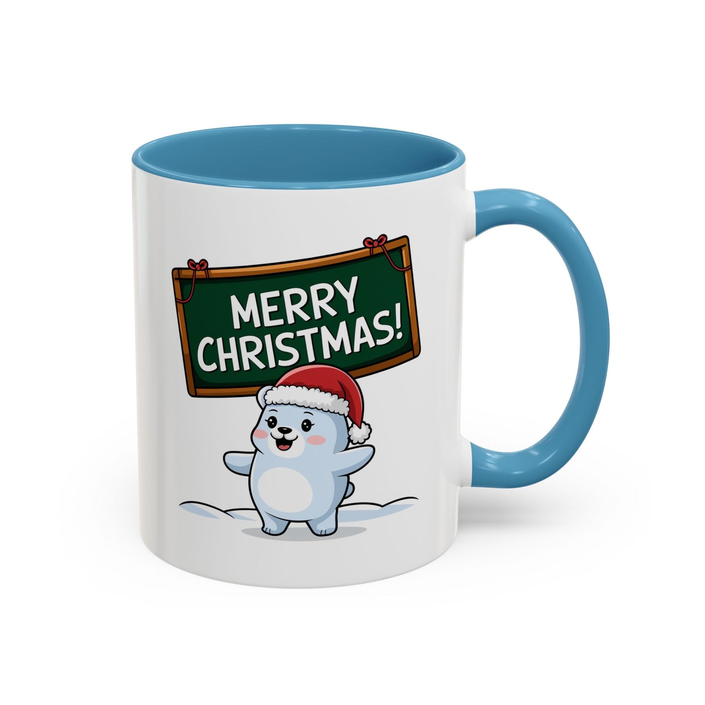 Christmas Mug - Merry Christmas White Text Seal Pup