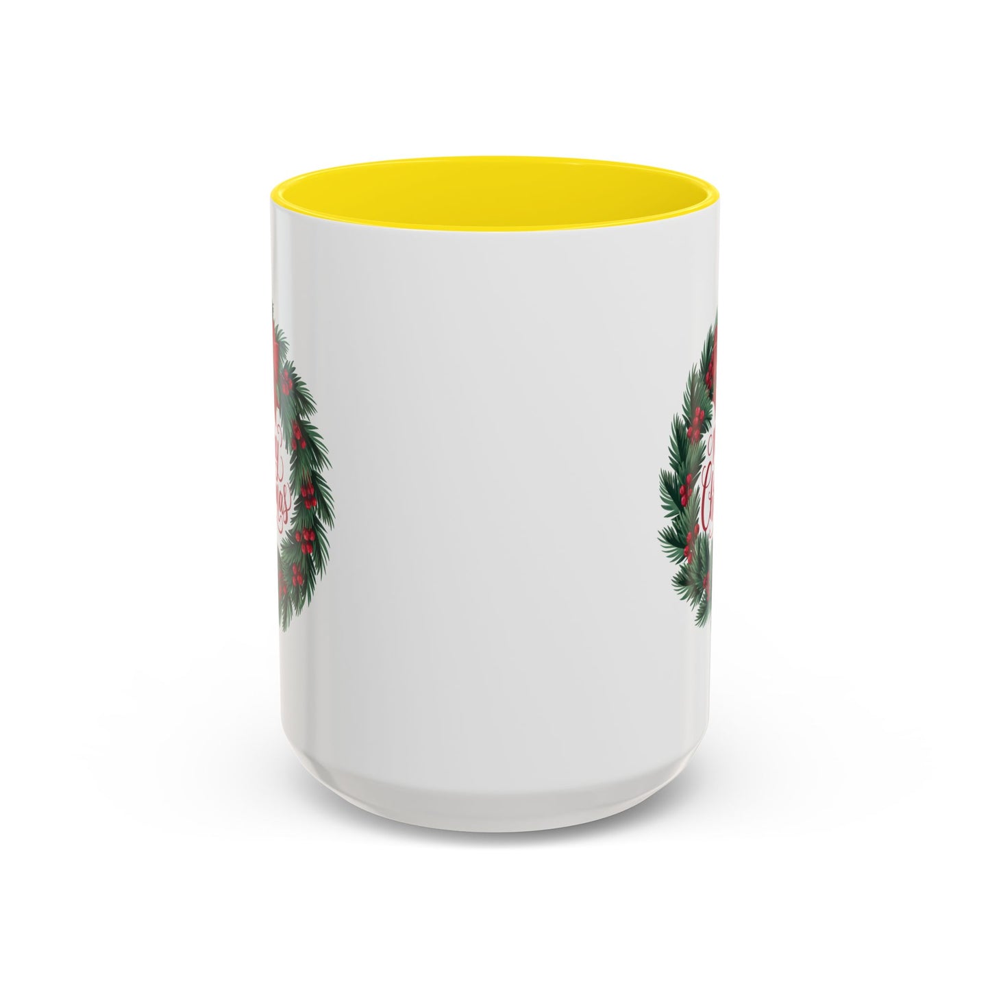 Christmas Mug - Merry Christmas Red Text Bow Wreath