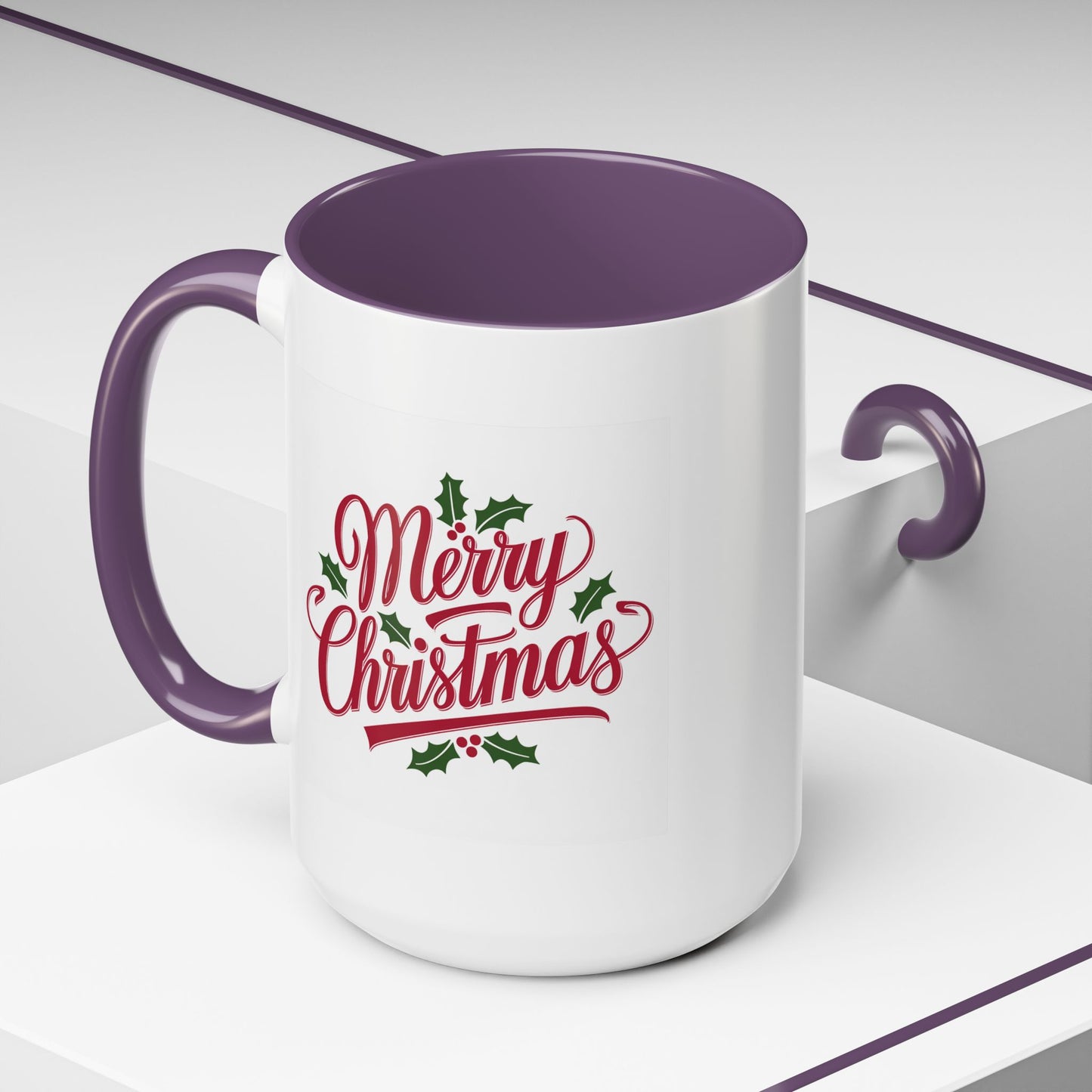 Christmas Mug - Merry Christmas Red Text Mistletoe