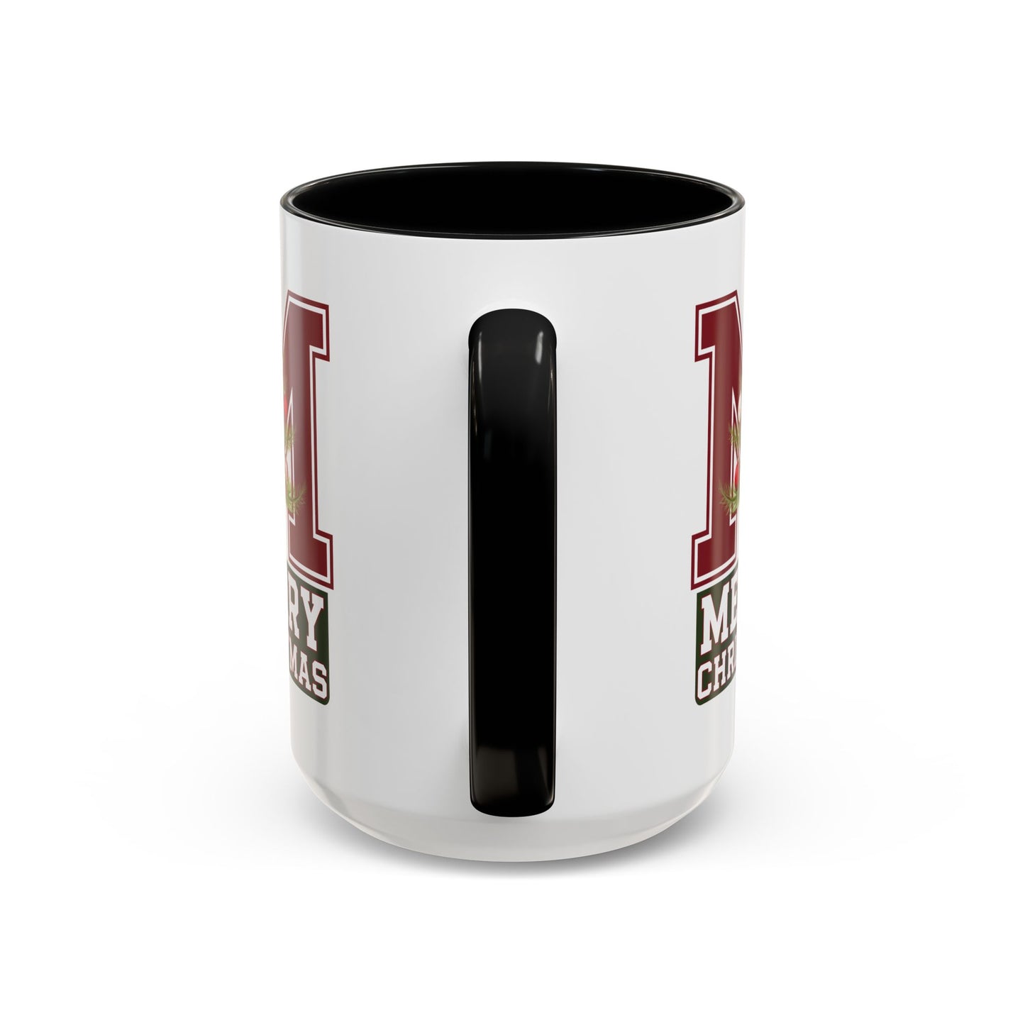 Christmas Mug - Merry Christmas White Green & Red College Text