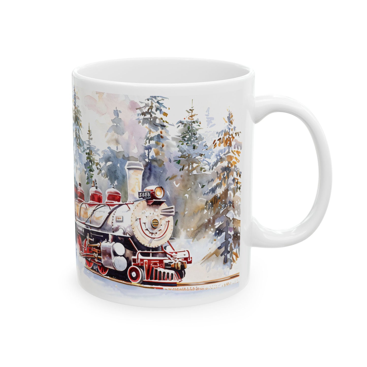 Christmas Mug - Snowy Landscape Train Wrap 6