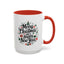 Christmas Mug - Merry Christmas and a Happy New Year Black Text Tree Ornaments Presents