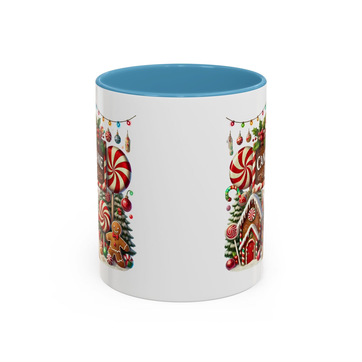 Christmas Mug - Candy Cane Lane White Text Ornaments Candy
