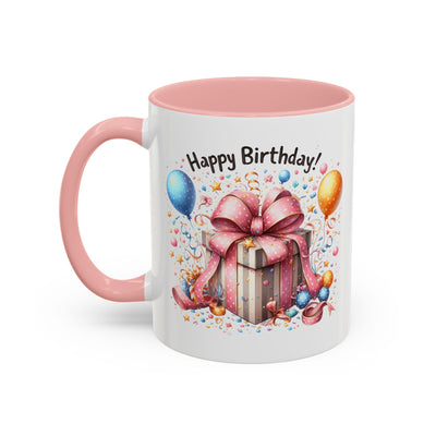 Birthday Mug - Happy Birthday Pink Ribbon Present