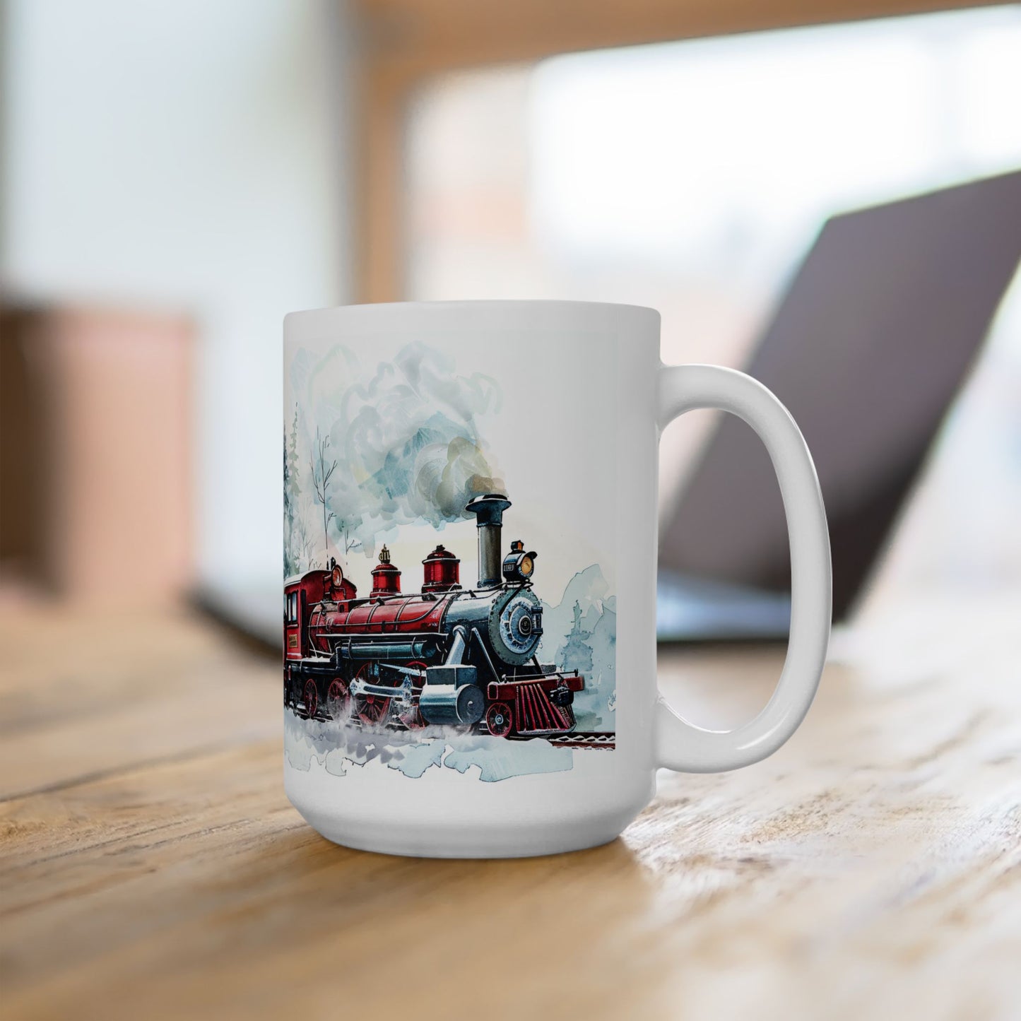 Christmas Mug - Snowy Landscape Train Wrap 1