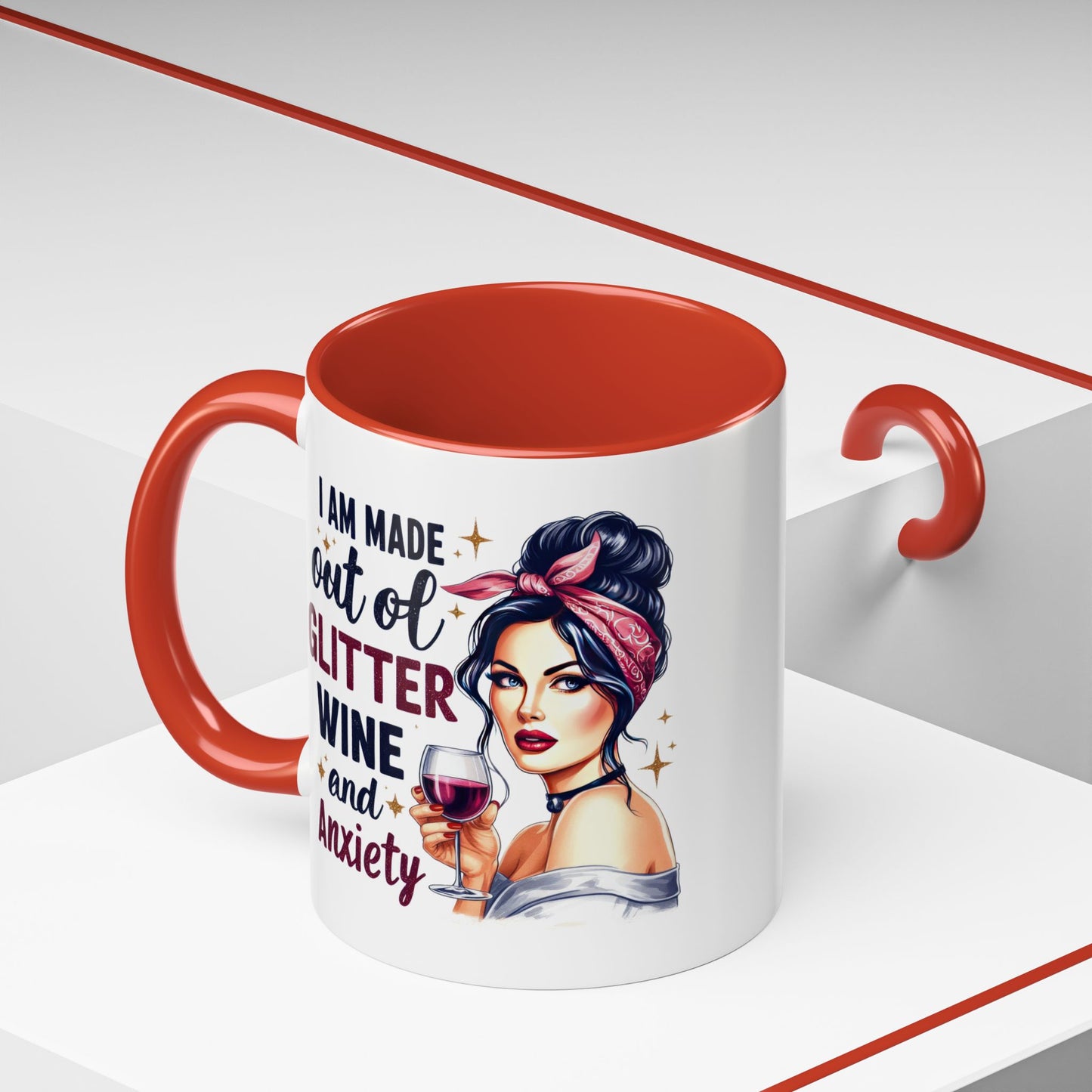 Humor Mug - I'm Made Out of Glitter Wine and Anxiety