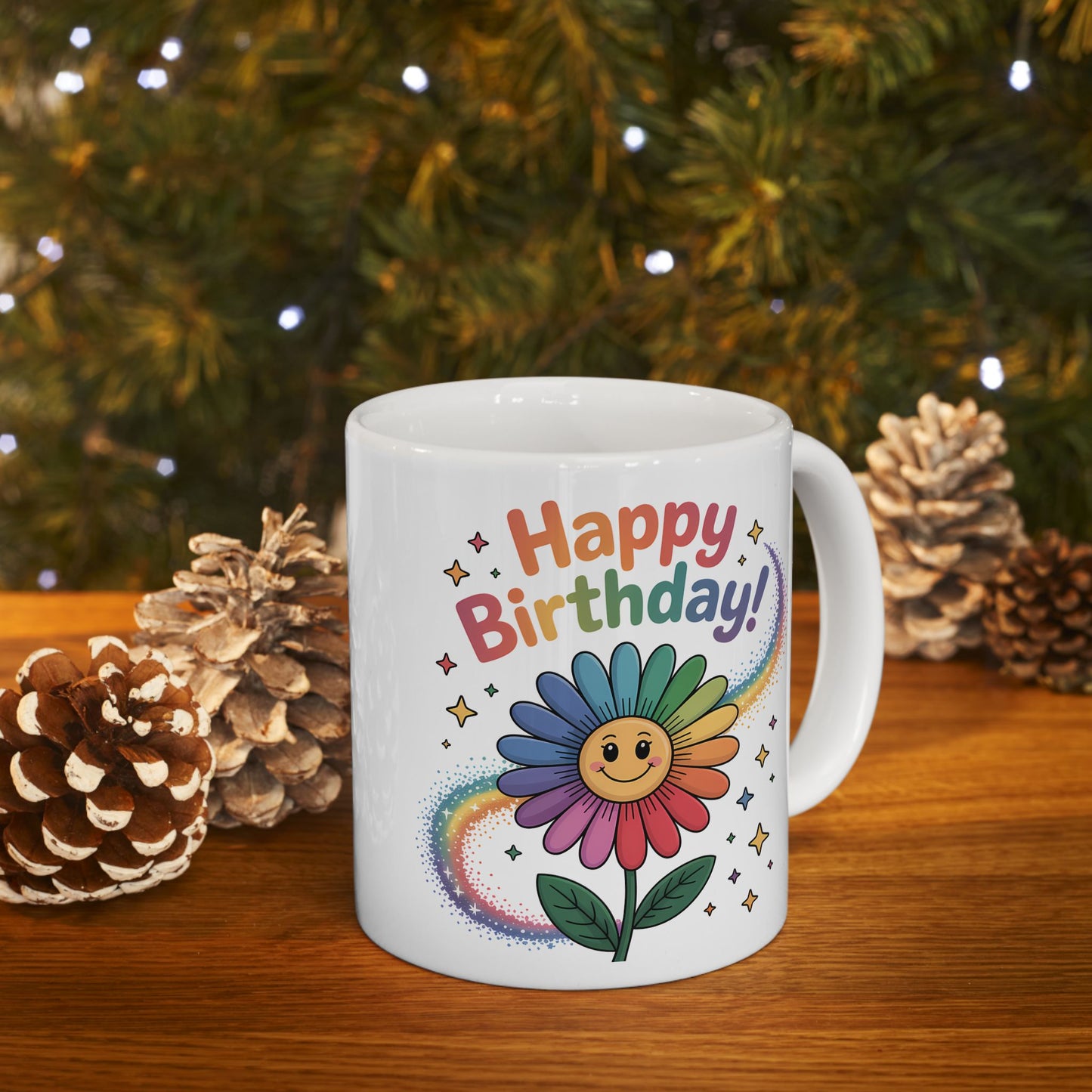 Birthday Mug - Happy Birthday Smiley Sun Flower