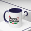 Christmas Mug - Merry Christmas Black Text Hat Cane Misletoe