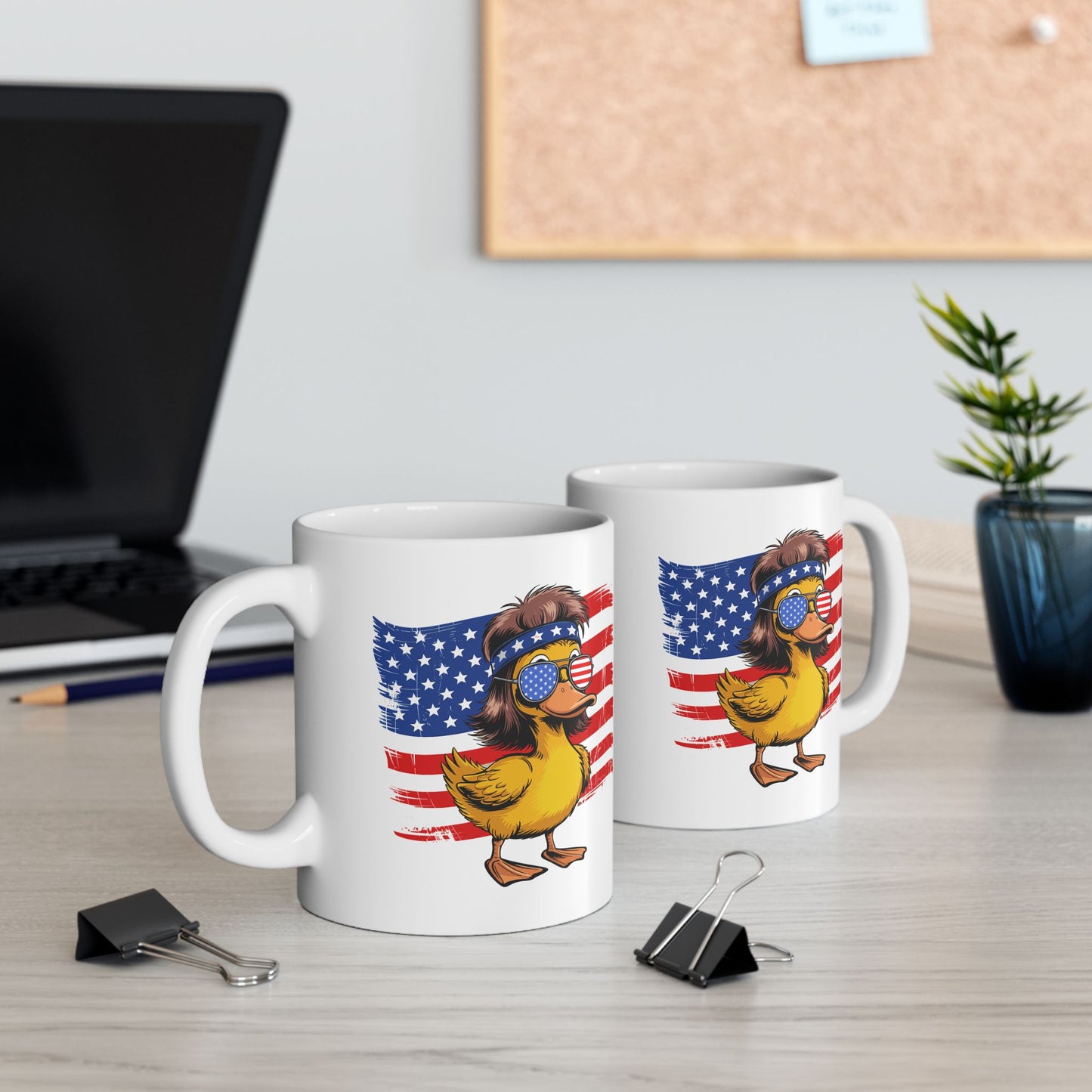 4th of July Mug - Patriotic Duck with Mullet