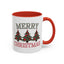 Christmas Mug - Merry Christmas Green & Red Text Decorative Trees
