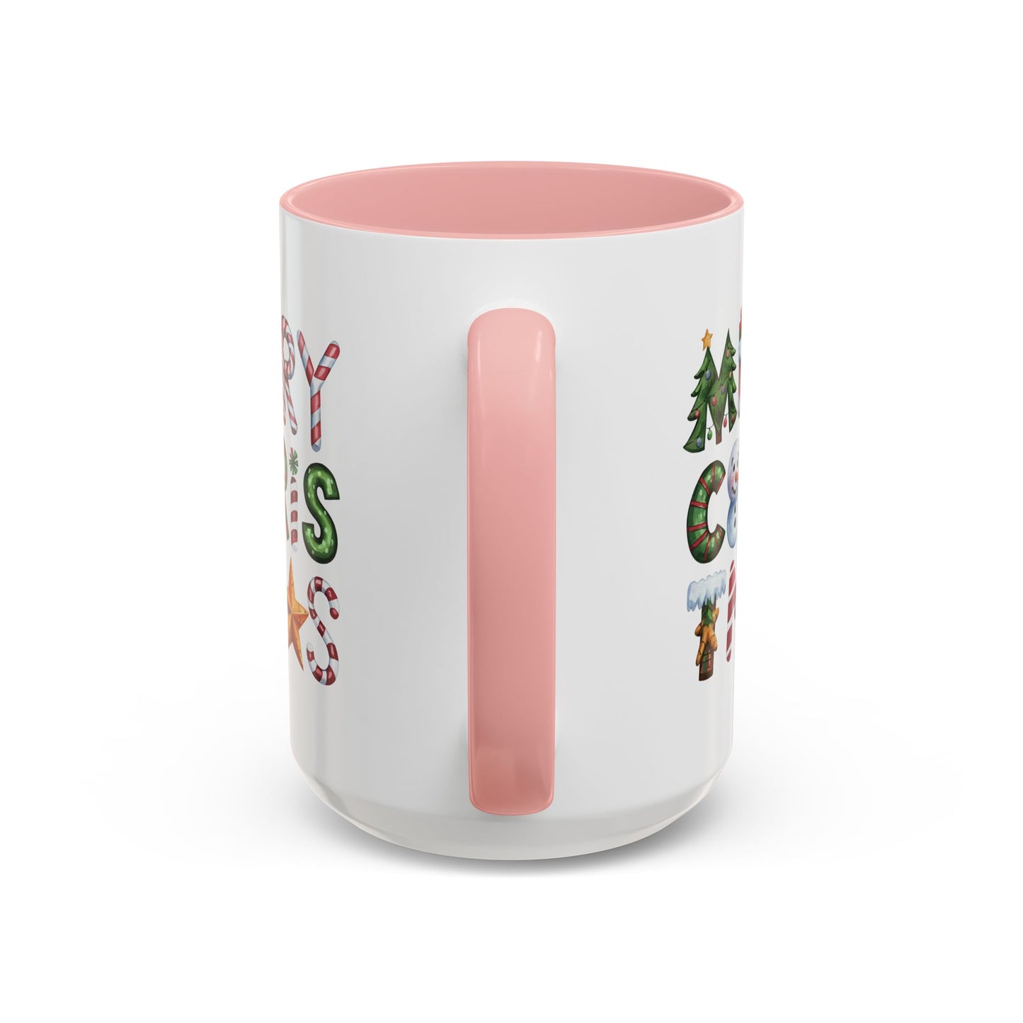 Christmas Mug - Merry Christmas Green Red & Gold Patterned Text