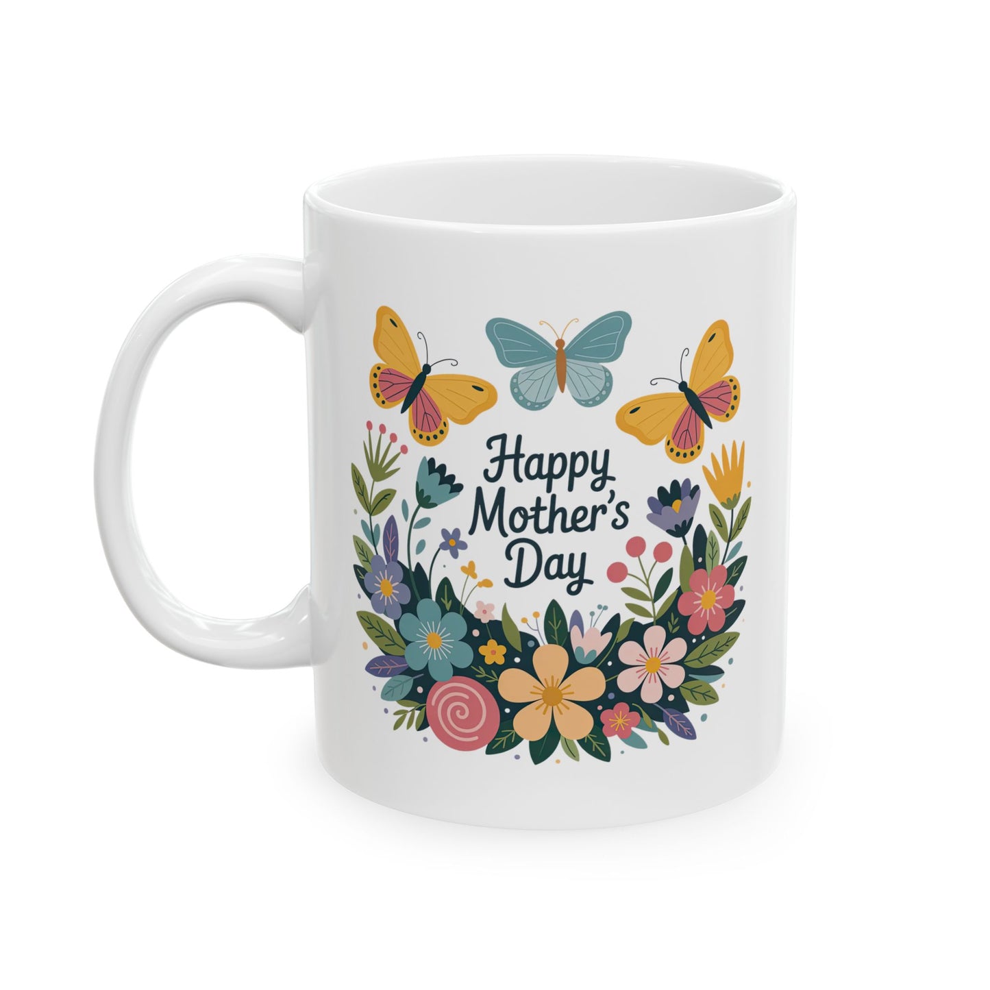 Mother's Day Mug - Happy Mother's Day Floral Butterflies