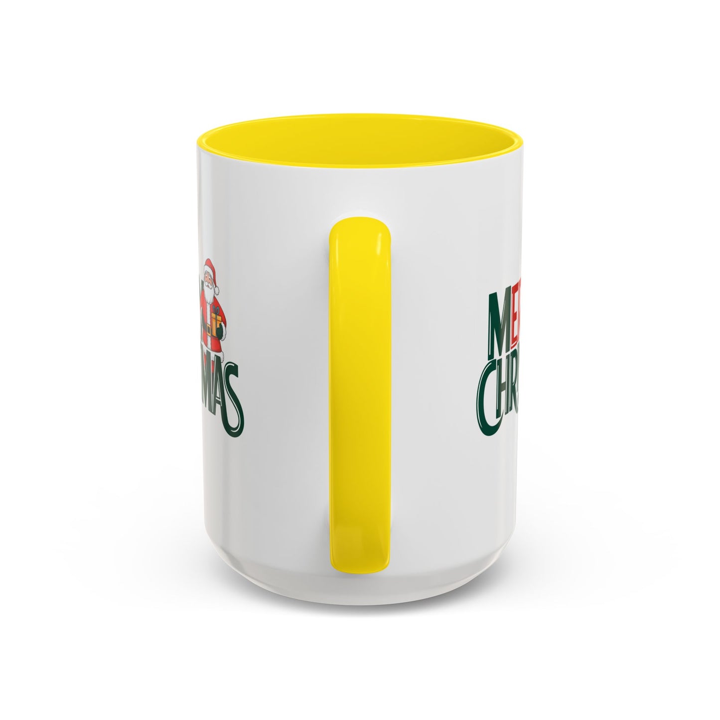 Christmas Mug - Merry Christmas Green & Red Text Santa Present