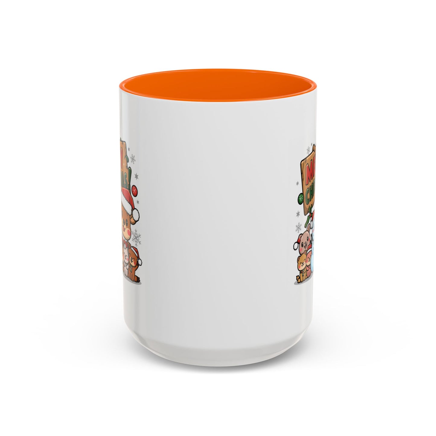 Christmas Mug - Merry Christmas Red & Green Text Reindeer Snowman