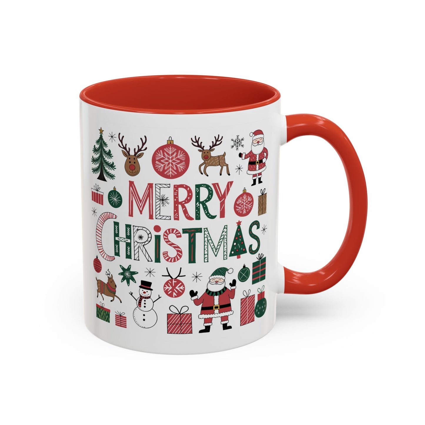 Christmas Mug - Merry Christmas Red White & Green Text Collage