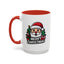Christmas Mug - Merry Christmas White & Black Text Santa Trees Presents
