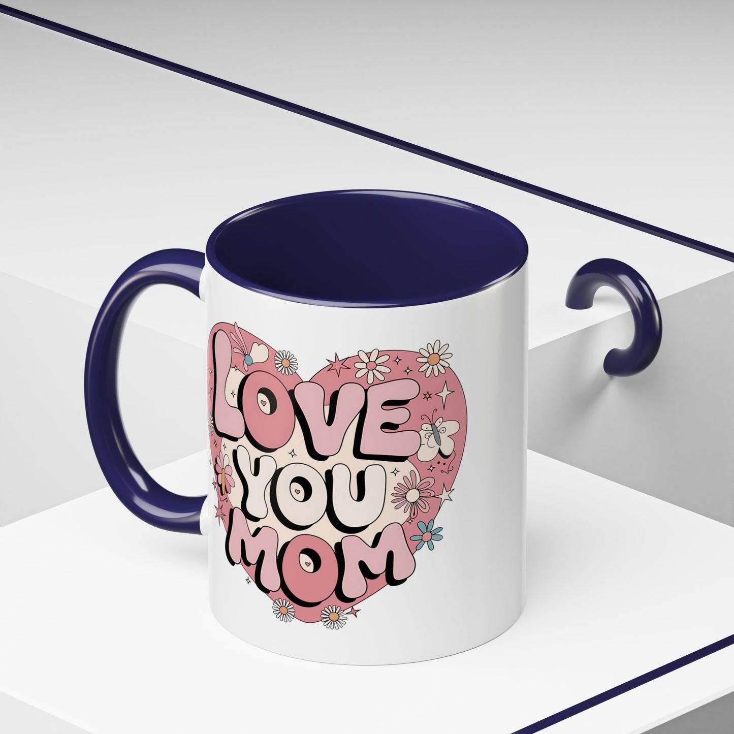 Mother's Day Mug - Love You Mom Retro Heart
