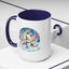 Christmas Mug - Merry Christmas Blue Text Snowman Star Reindeer