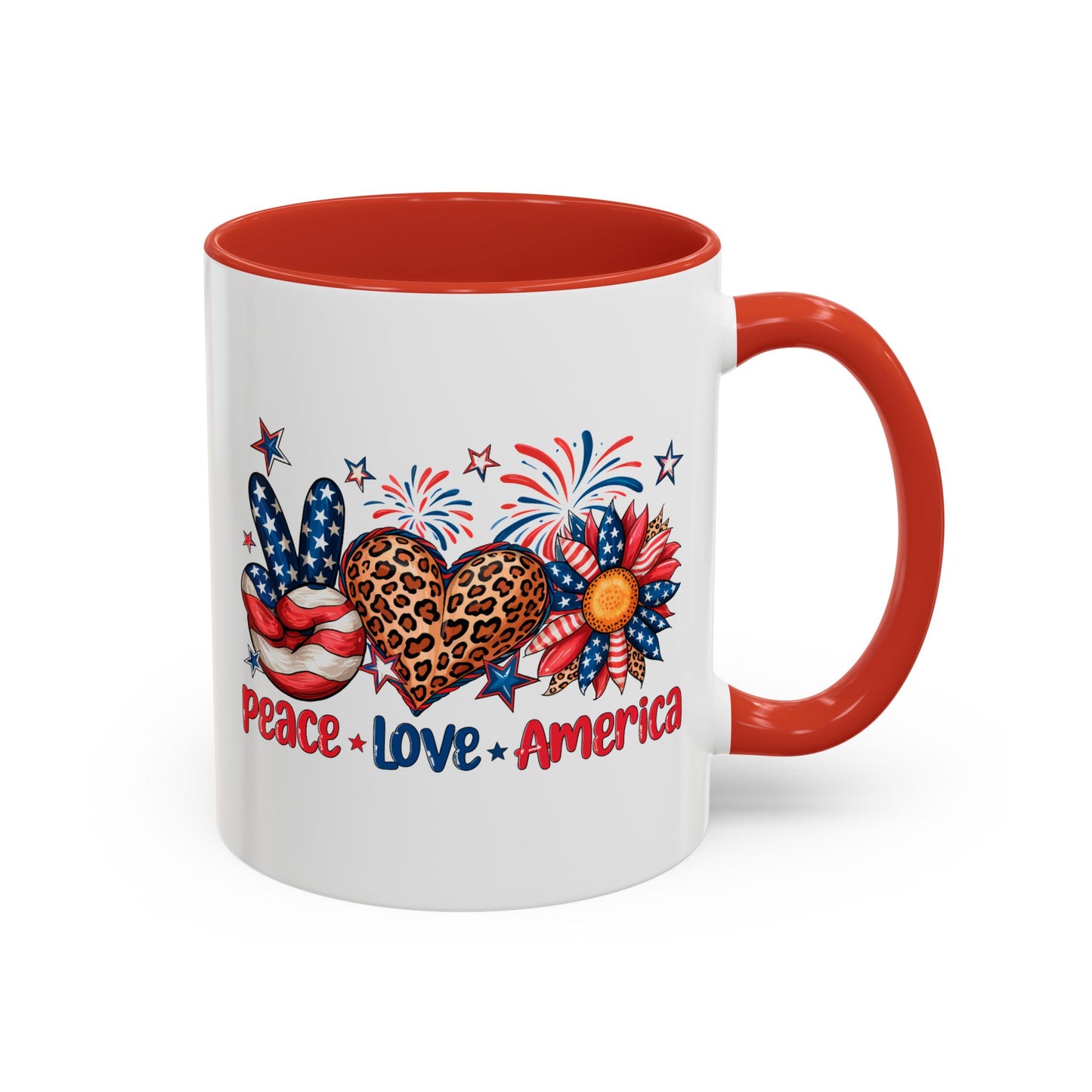 4th of July Mug - Peace Love America