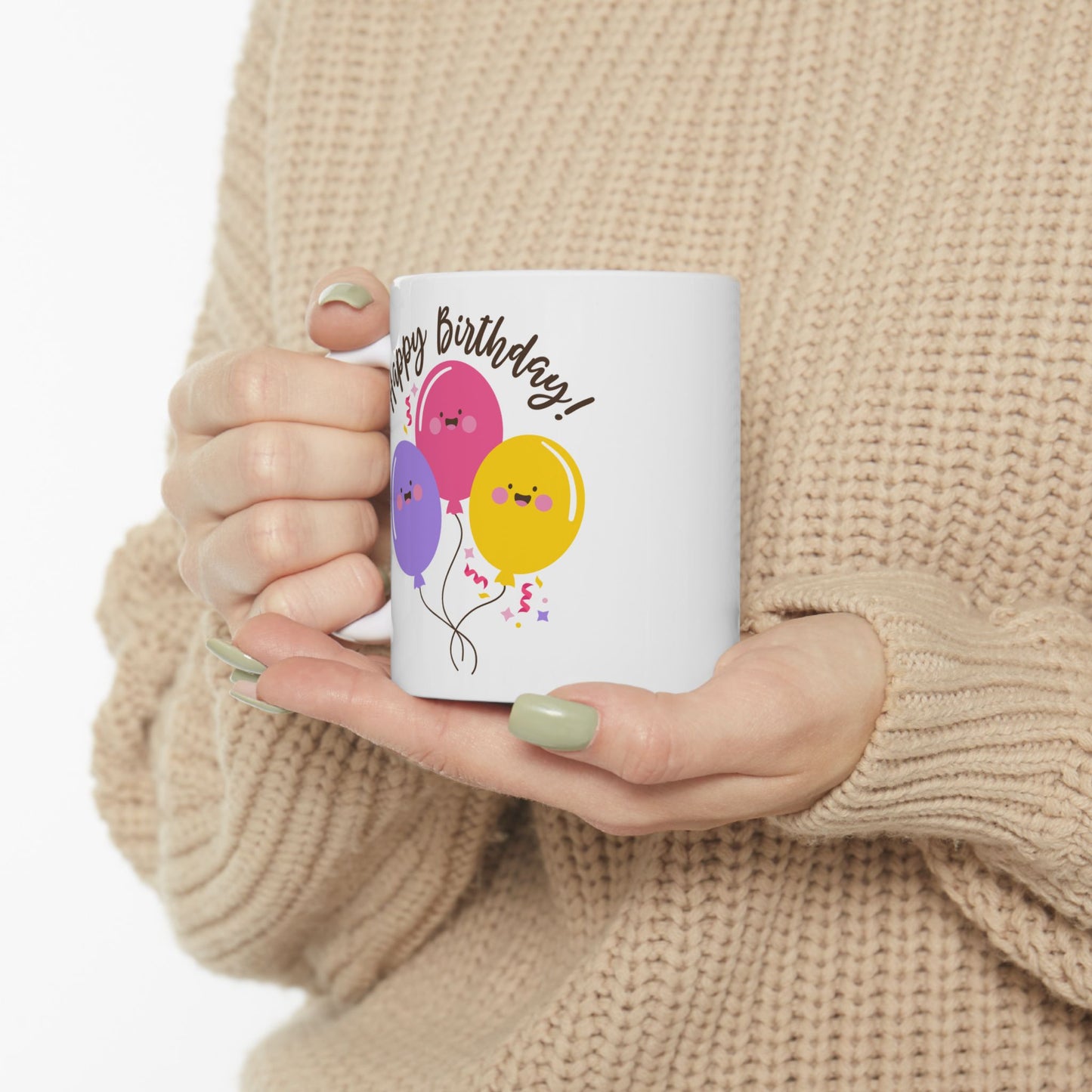 Birthday Mug - Happy Birthday Smiley Balloons