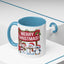 Christmas Mug - Merry Christmas White Text Reindeer Snowmen Penguin