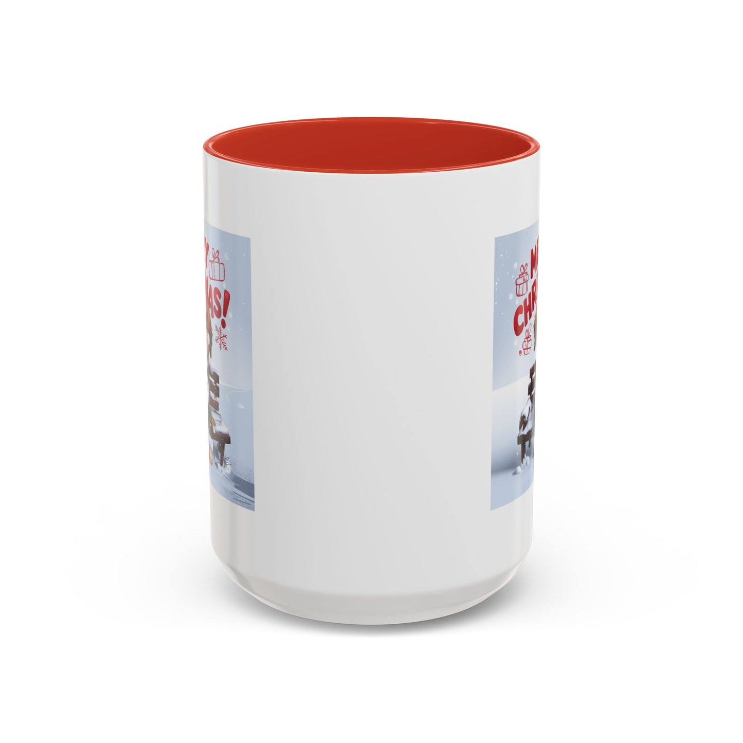 Christmas Mug - Merry Christmas Red Text Puppy Green Top 2