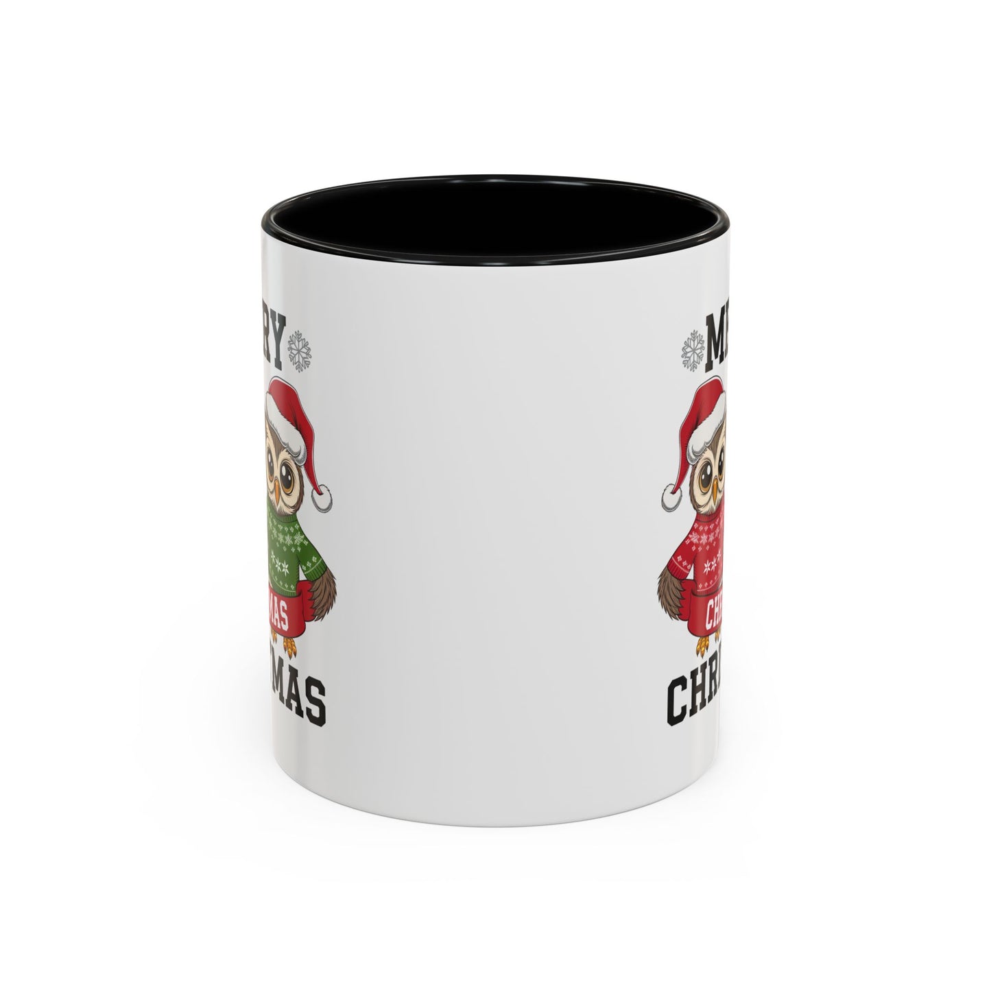 Christmas Mug - Merry Christmas Black Text Owls