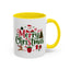 Christmas Mug - Merry Christmas Red & Green Text Santa Reindeer Tree Sleigh Ornaments