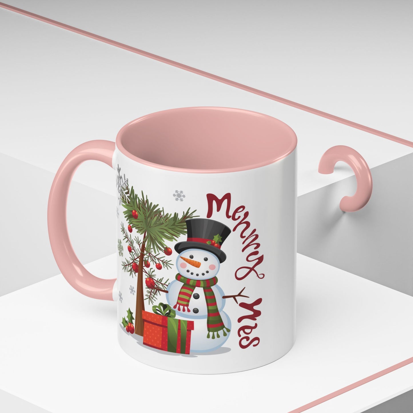 Christmas Mug - Merry Xmas Snowman Tree Present