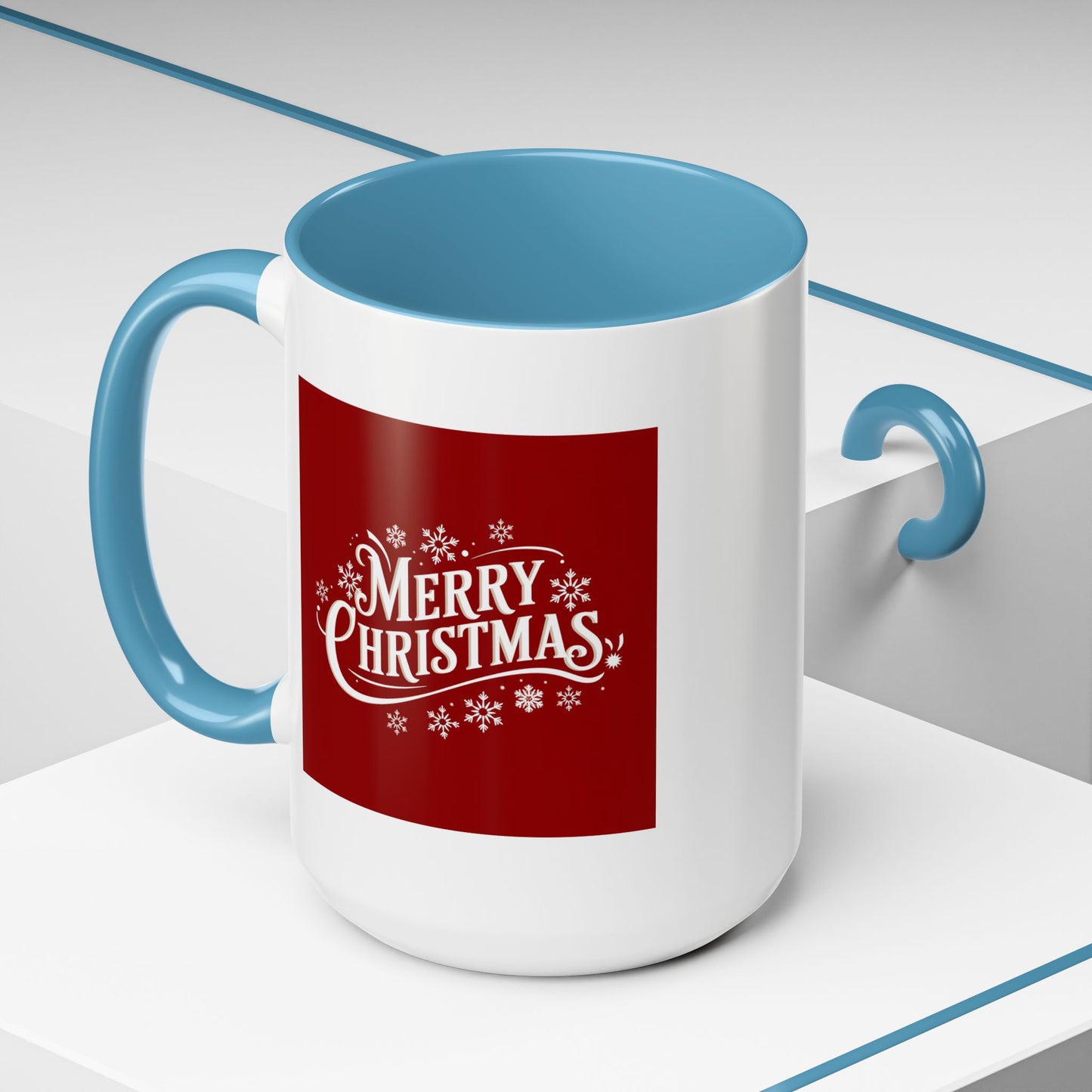 Christmas Mug - Merry Christmas White Text Maroon Background