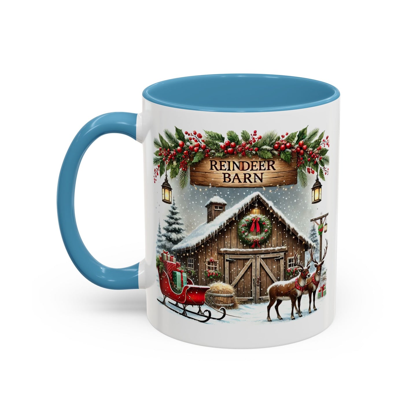 Christmas Mug - Reindeer Barn Sleigh Reindeer