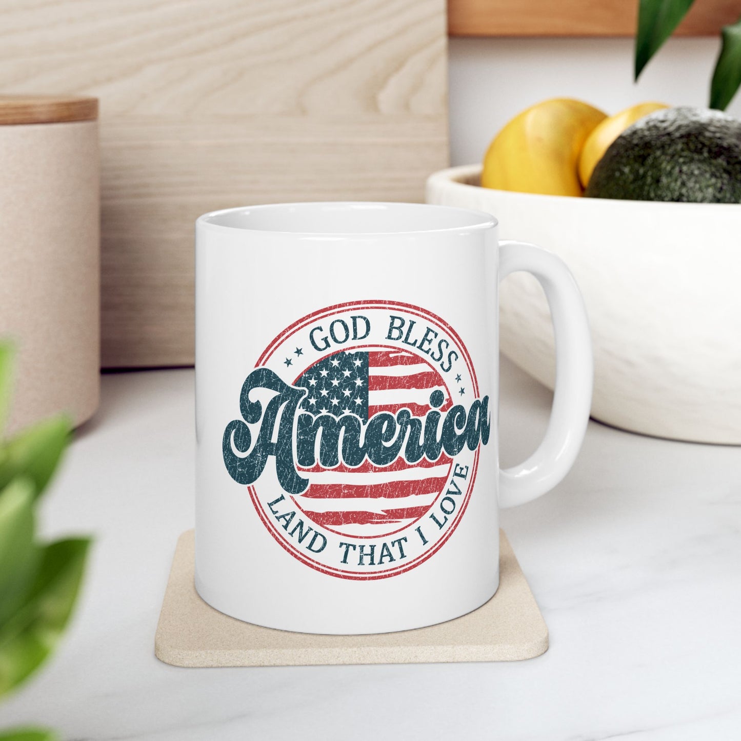 4th of July Mug - God Bless America Retro