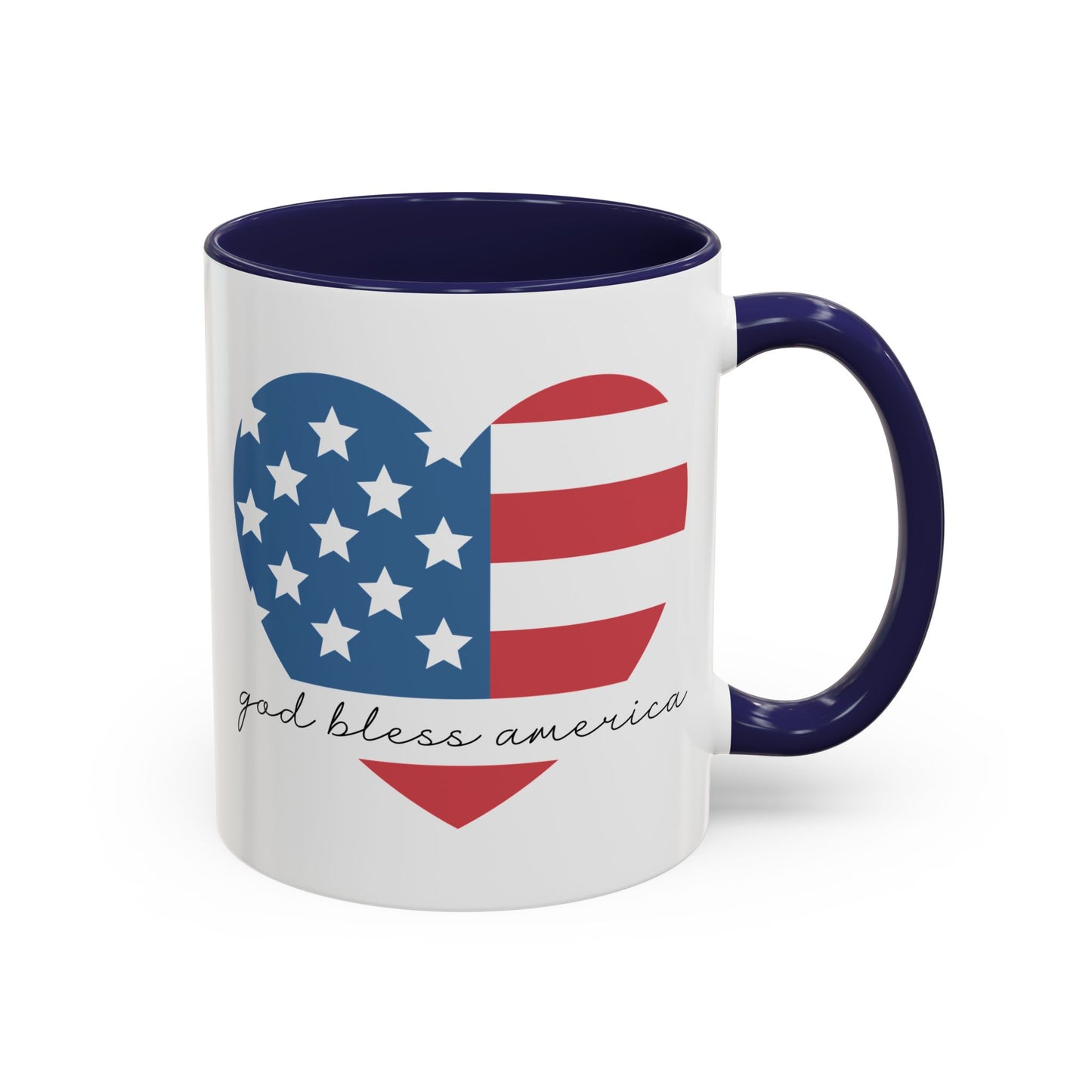 4th of July Mug - God Bless America Flag Heart