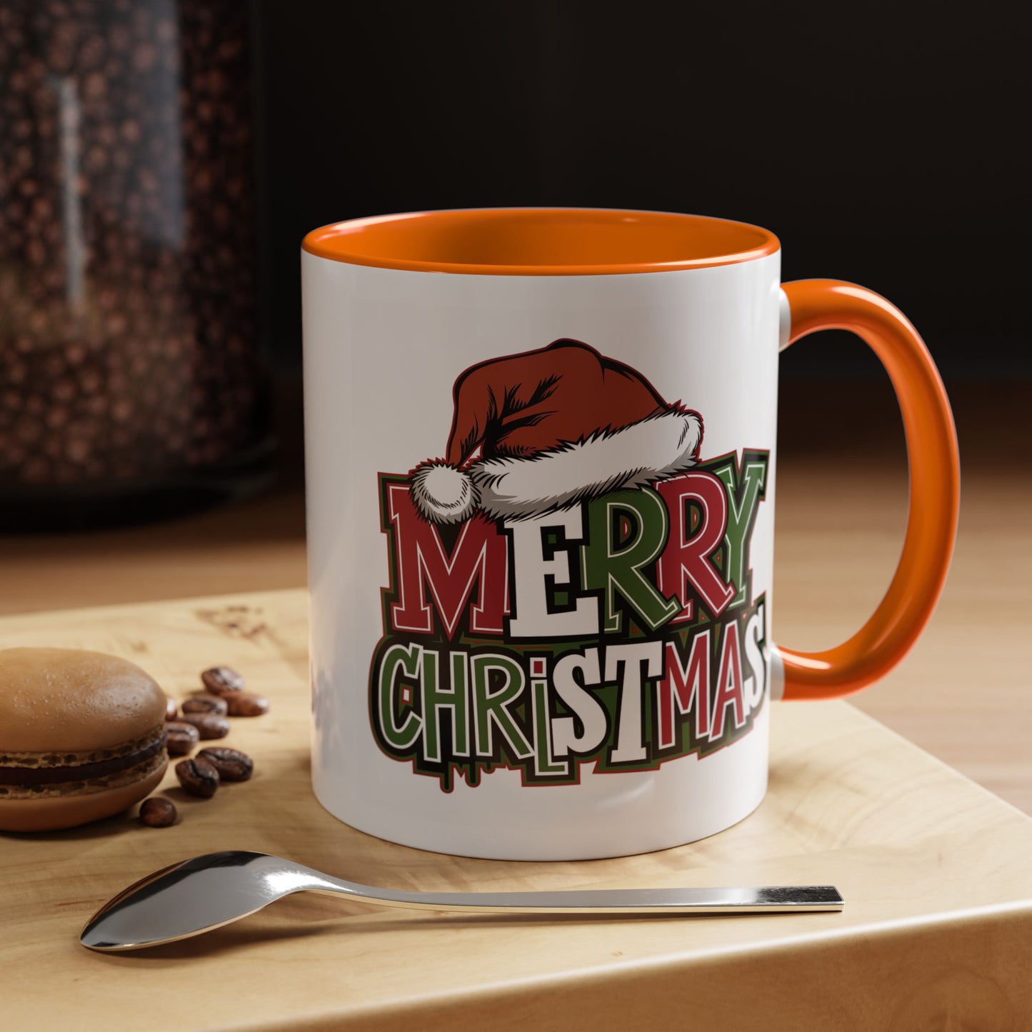 Christmas Mug - Merry Christmas Red Green & White Graffiti Hat