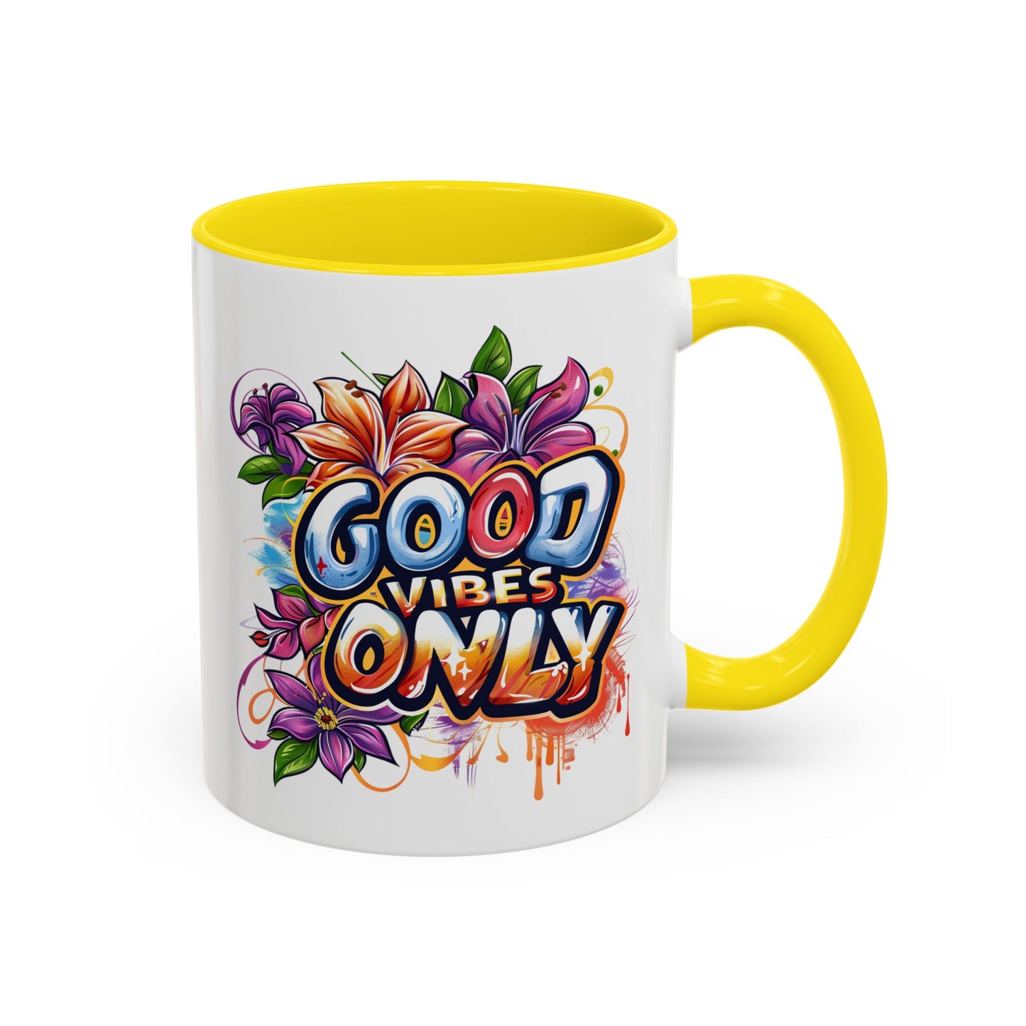 Wellness Mug - Good Vibes Only Graffiti Flowers
