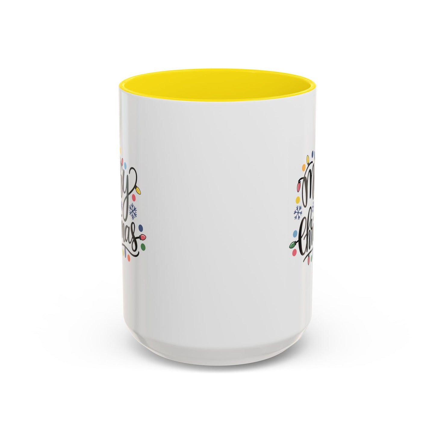 Christmas Mug - Merry Christmas Black Text Colored Lights