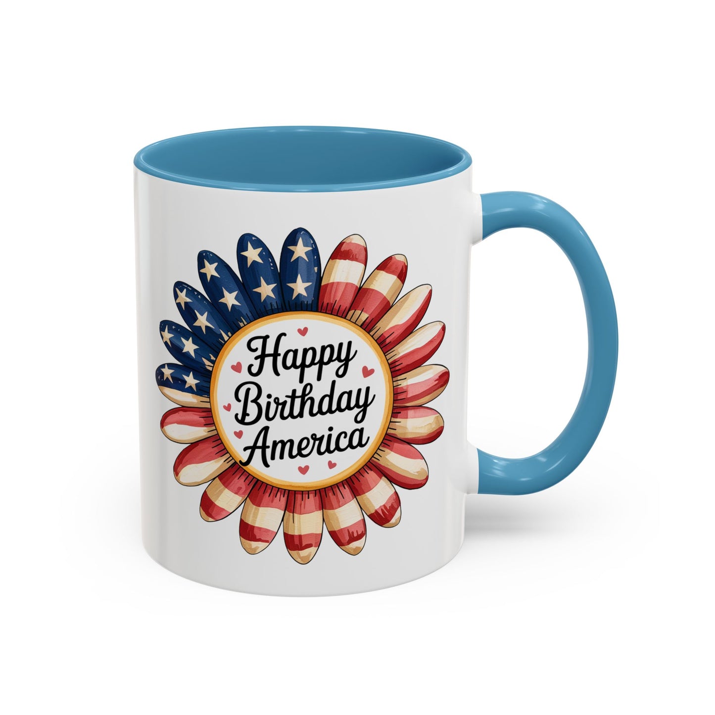 4th of July Mug - Happy Birthday America Sunflower