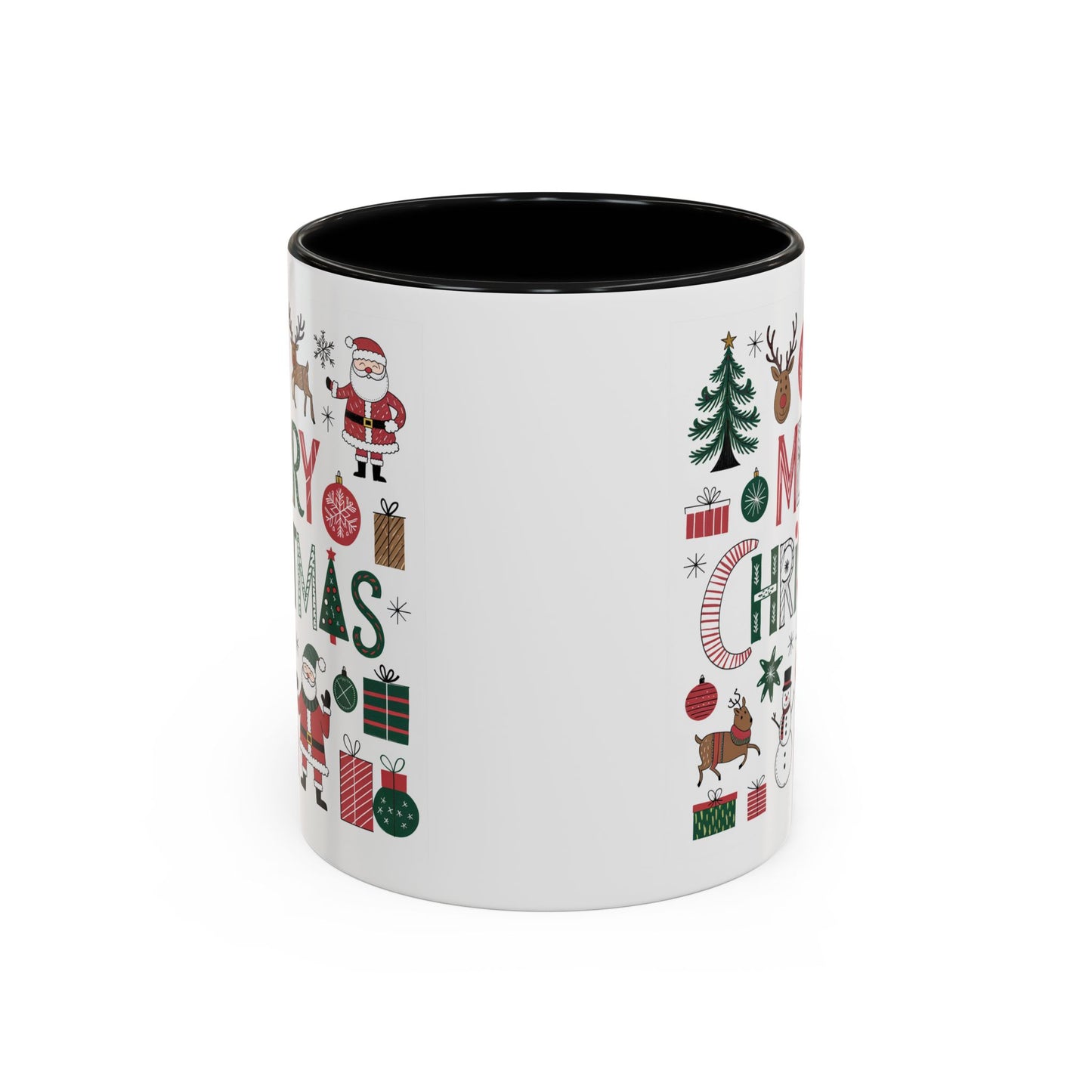 Christmas Mug - Merry Christmas Red White & Green Text Collage